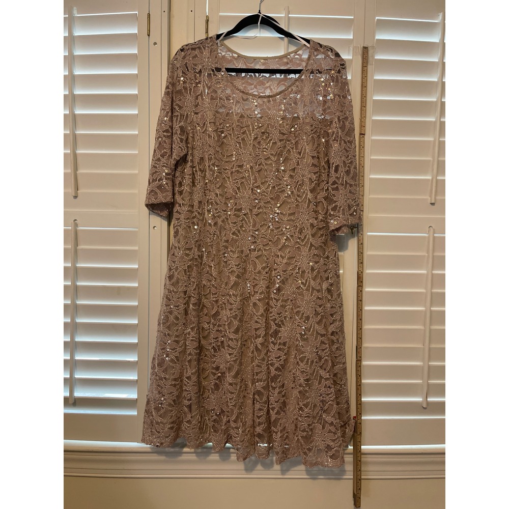 Chris McLaughlin dress 18W rose gold nude color lace and sequin dress
